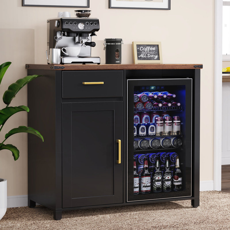 Coffee Bar with Mini Fridge Space, Mini Fridge Cabinet Stand,Liquor Wine Cabinet for Dorm, Kitchen or Office, 39.4" W X 20.9" D Tabletop