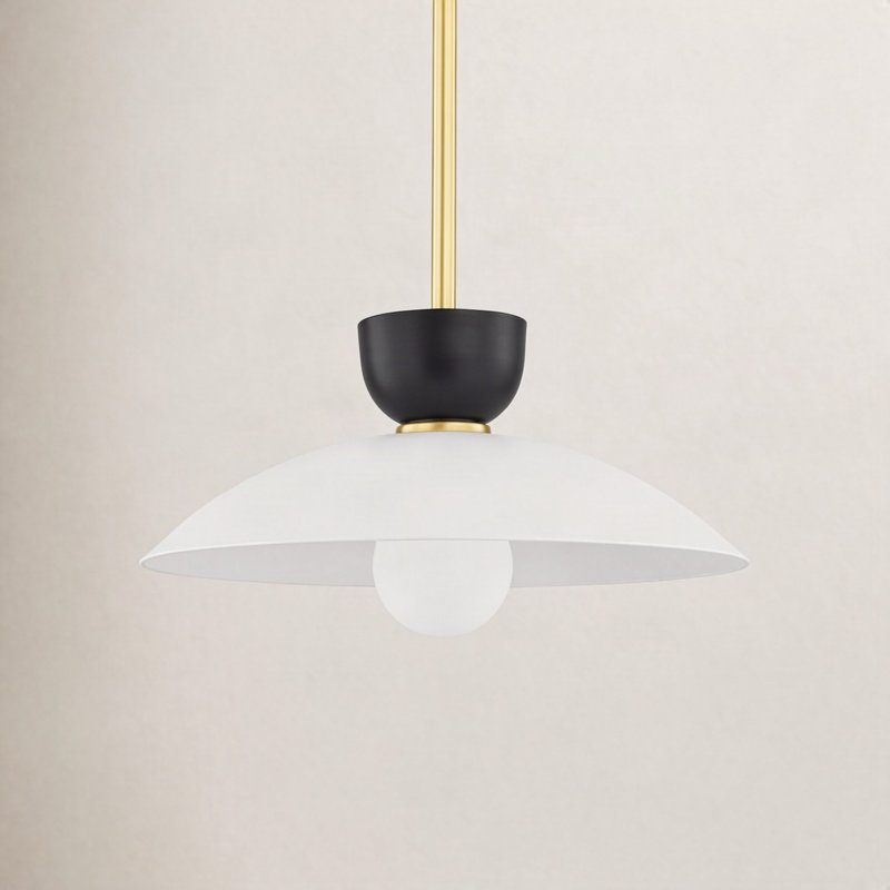 Viera 1 - Light Single Pendant, 7" H x 14" W x 14" D, Aged Brass