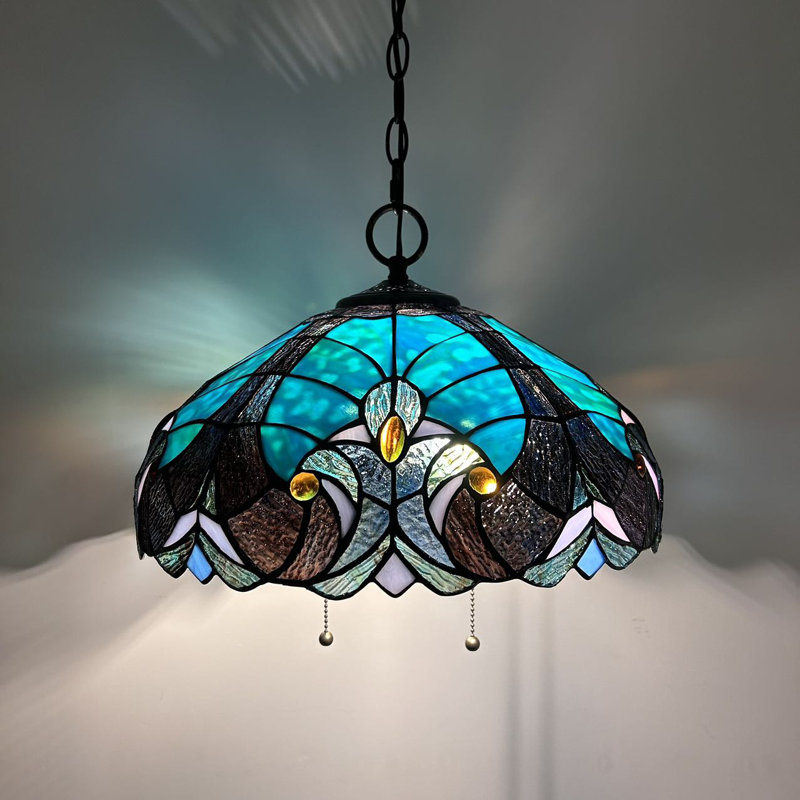 Ruya Bronze Stained Glass LED Hanging Lighting Fixture