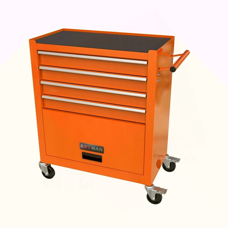 Chariot à outils multifonctionnel avec 4 roulettes - Orange, Orange