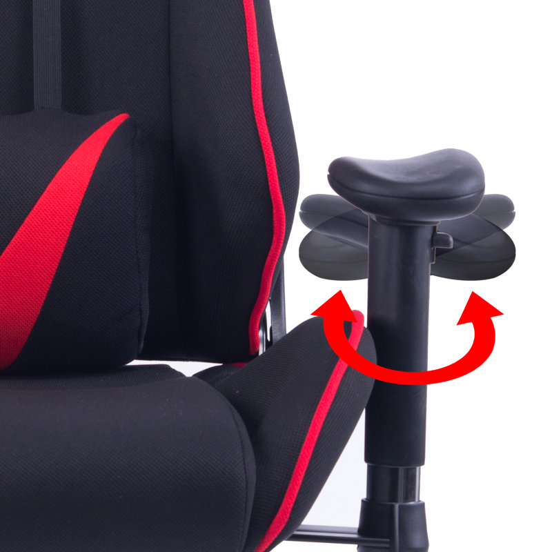 Inbox Zero Adjustable Armrest and Tilting PC & Racing Game Chair, Red/Black