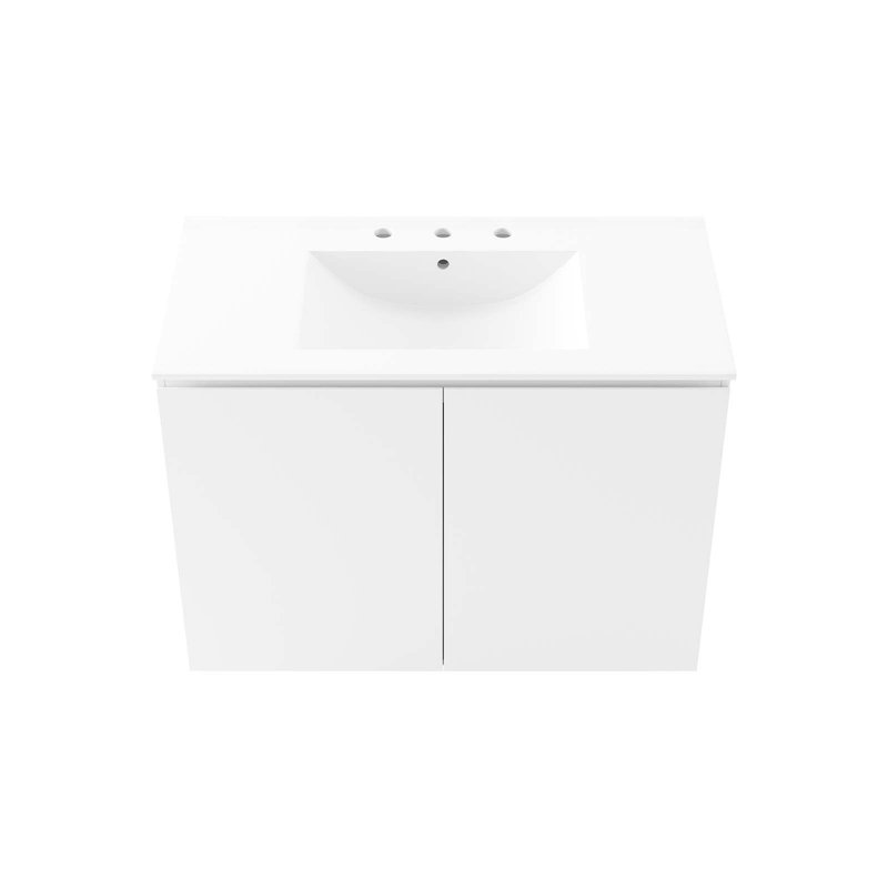 Modway Bryn 36" Wall-Mount Bathroom Vanity, White, White