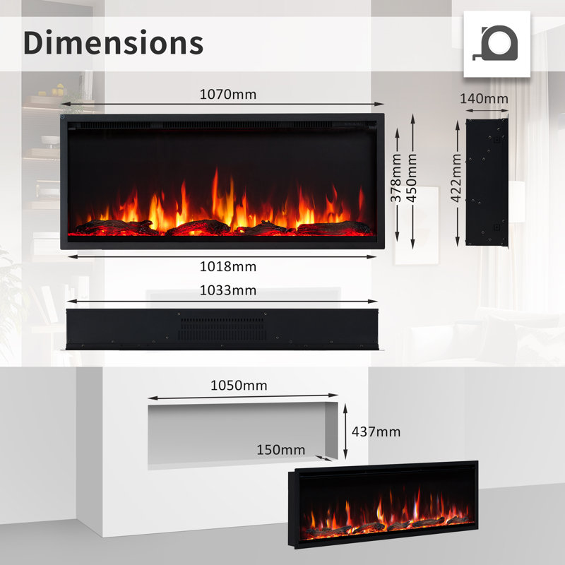 FLAMEKO Avena, 45cm H x 107cm W x 14cm D