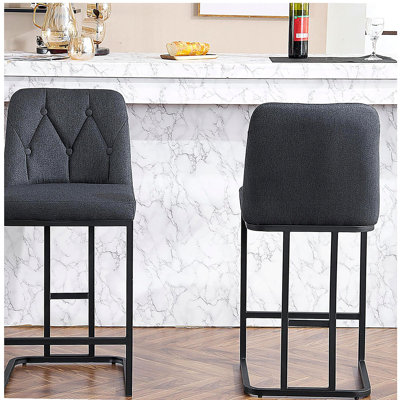 2 ensembles, tabourets de bar enveloppants modernes, avec dossier à boutons, tabourets de bar à structure métallique durable, rembourrage confortable, convenant à la cuisine, au bar ou au restaurant