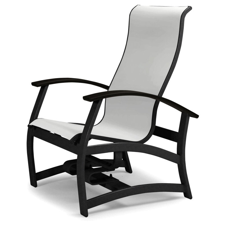 Askar Powder Coated Aluminum Outdoor Lounge Chair, White 6D Sunbrella®, Black P70, Textured Black