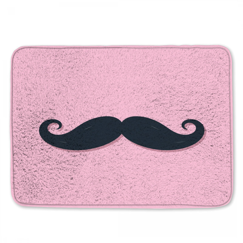 Tapis de bain bouclé à moustache noire, L 24 po x L 17 po