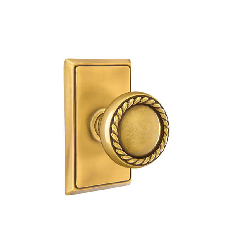 Bouton de porte à clé avec rosette, Laiton antique français