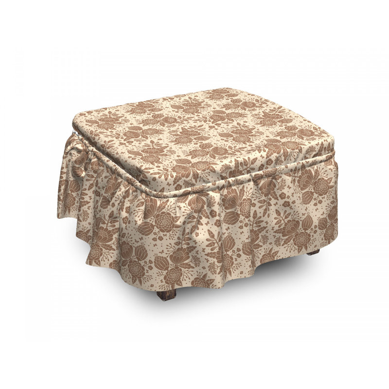 Housse pour repose-pieds pivoines oriental fleuri