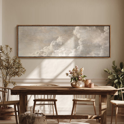 Grande toile murale encadrée, décor de paysage de ciel doux - 60 po x 20 po, 60 po x 30 po
