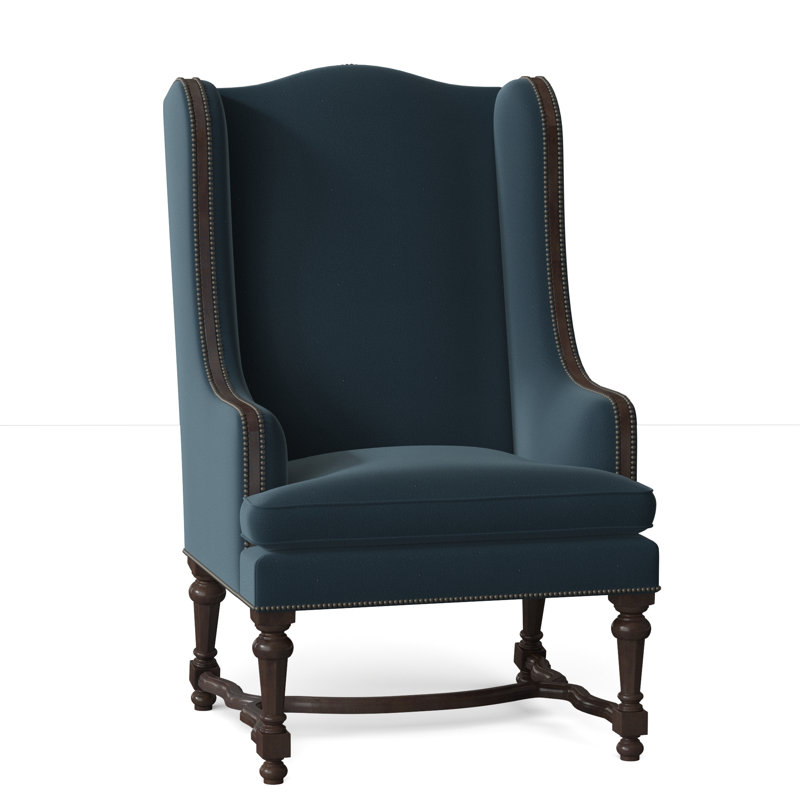 Normandie Upholstered Wingback Chair, Black Nickel Small, Margaret Lagoon