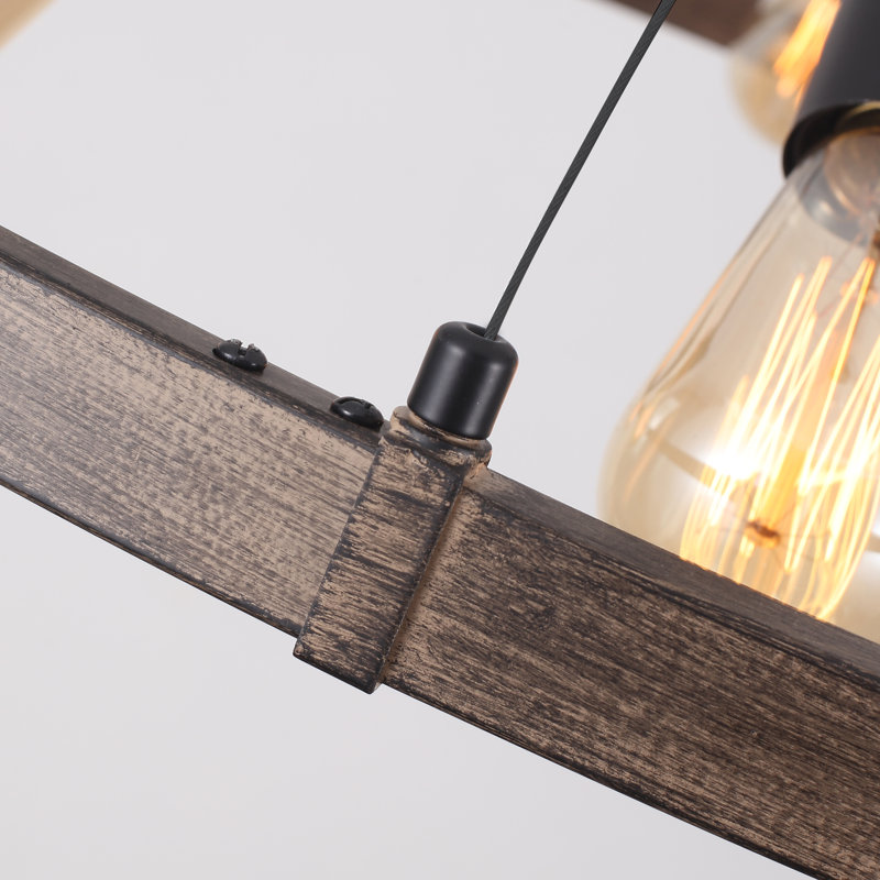 Lustre de style campagnard moderne à 8 lumières de 35,4 po Kelcie en noir et brun pour l'entrée de la salle à manger