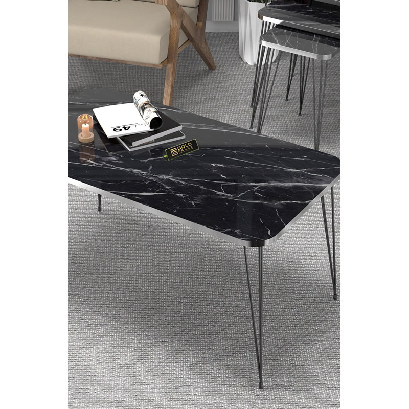 Kristopher 35cm Console Table, Black Marble