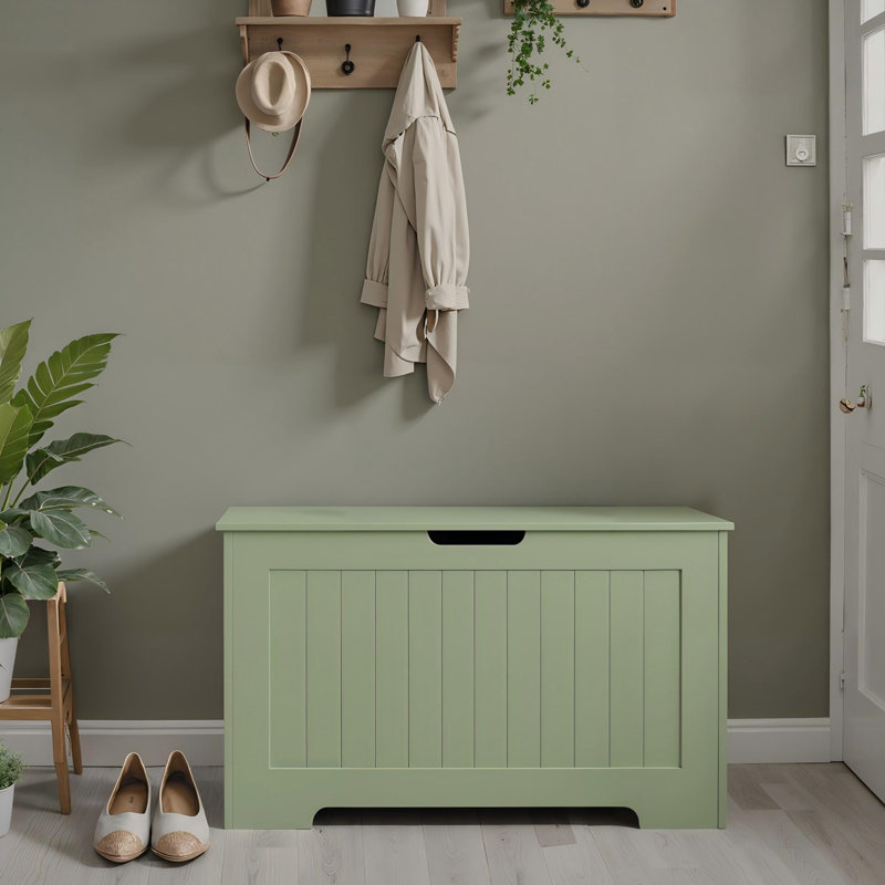 Enzzo 29.9" W Lift Lid Storage Bench with 600 lb. Capacity, Green