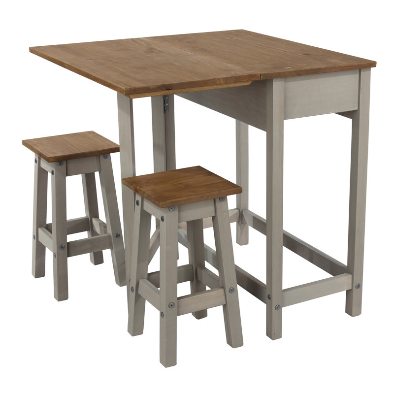Morehouse 2 - Person Drop Leaf Pine Solid Wood Dining Set