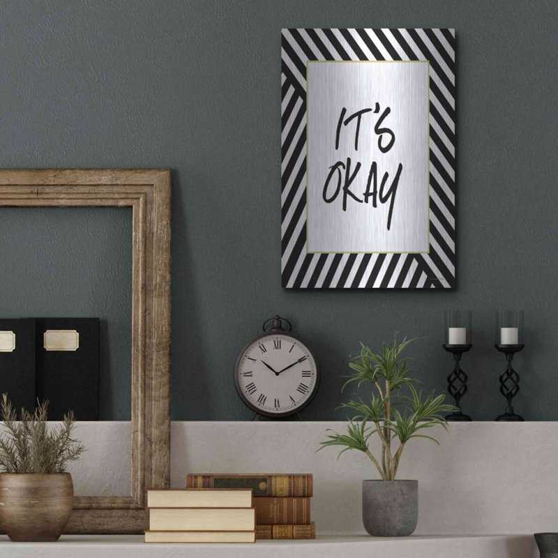 «It's Okay» par Lettré et doublé, art mural en métal, H 16 po x l 12 po