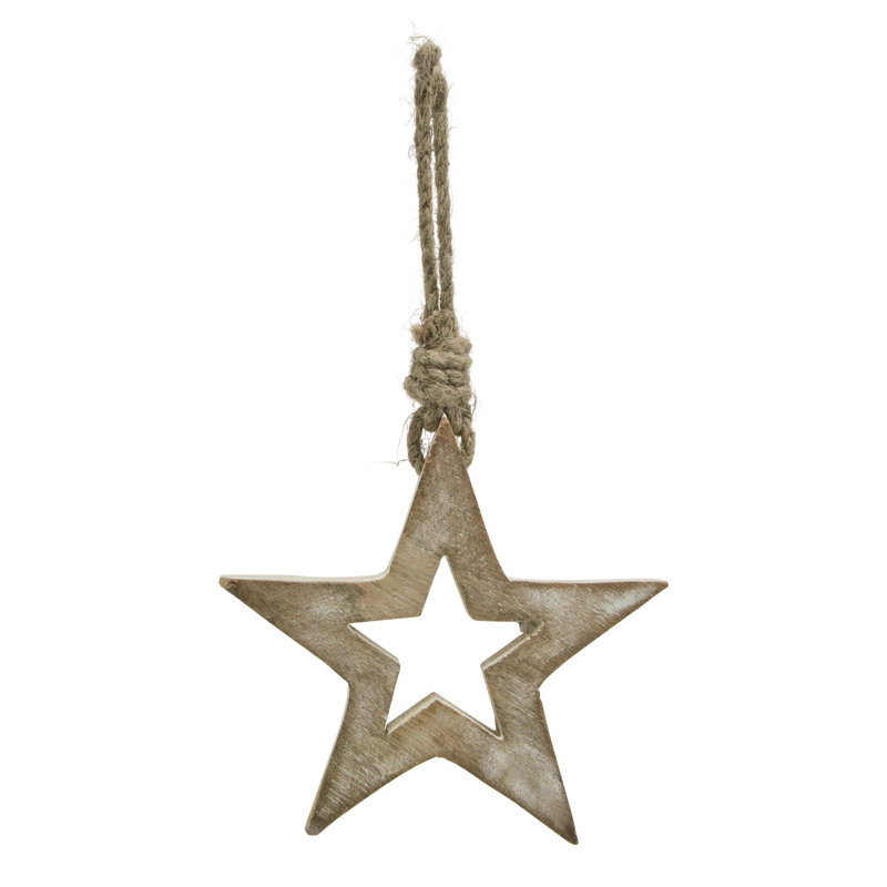 10cm Handmade Star Wood Christmas Hanging Figurine Ornament