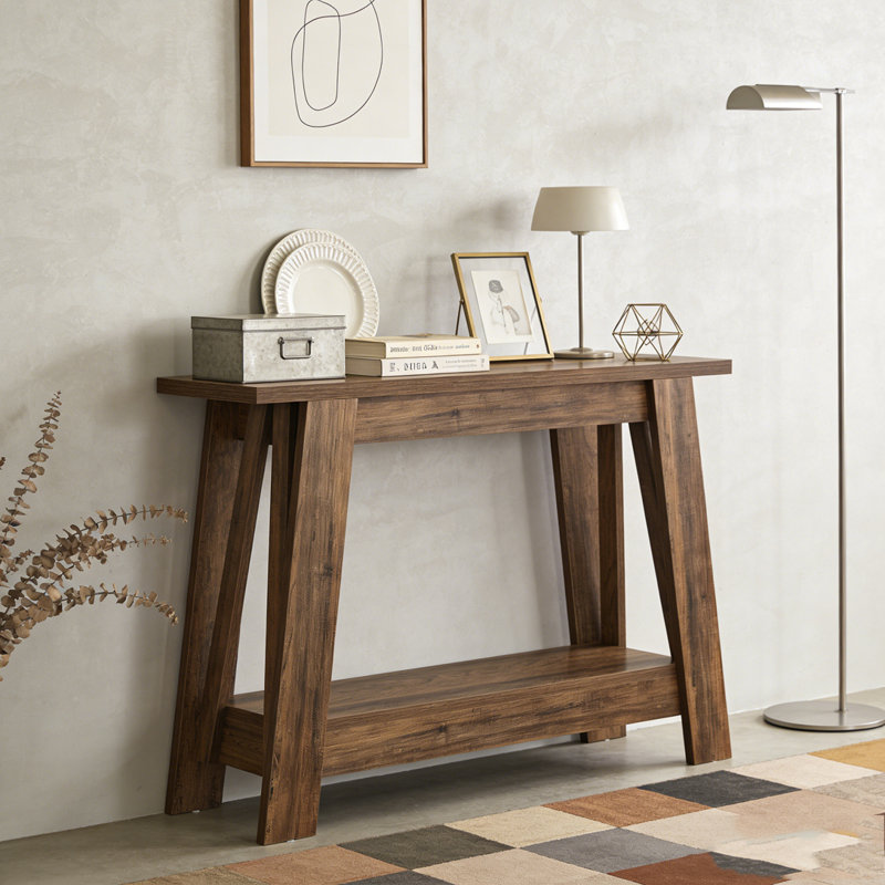 2-Tier Farmhouse Console Table Sofa Entryway Table with Storage