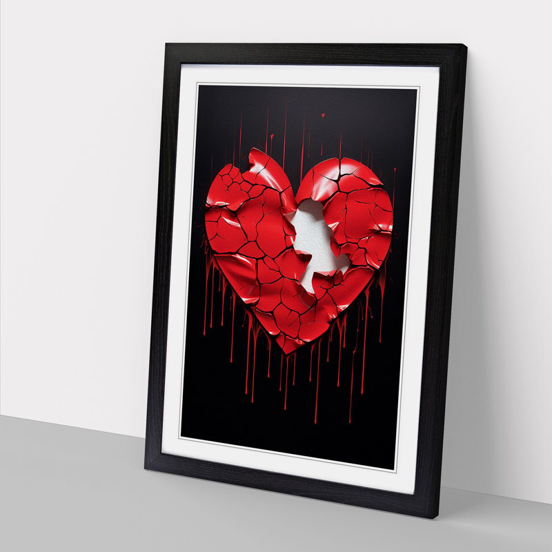 Love Heart Hard Edge Painting No.2 - Single Picture Frame Print on Wood, Black Framed, 46cm H x 34cm W x 2cm D