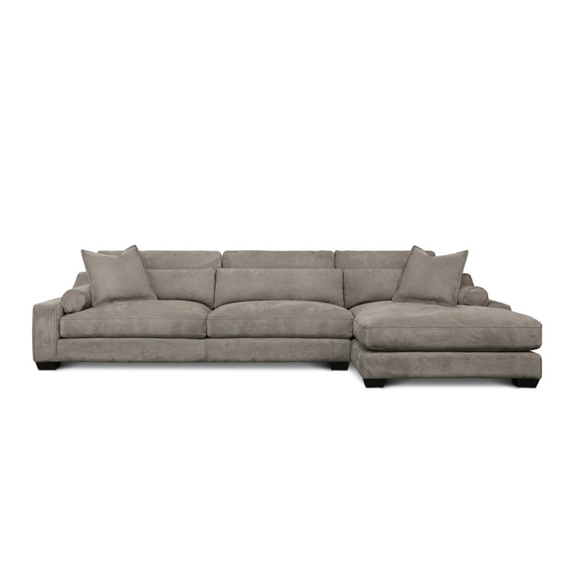Montecarlo Upholstered L-Shaped Sectional, Right Hand Facing, Graystone Caressa Genuine Leather