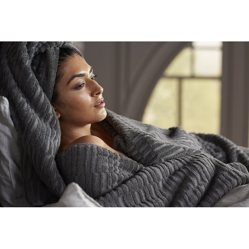 Bath Linens Bath Sheet with Tatami Weave, Thunder Gray