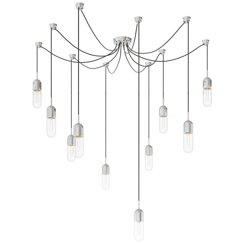 Junio 10 - Light Chandelier, Polished Nickel, Clear