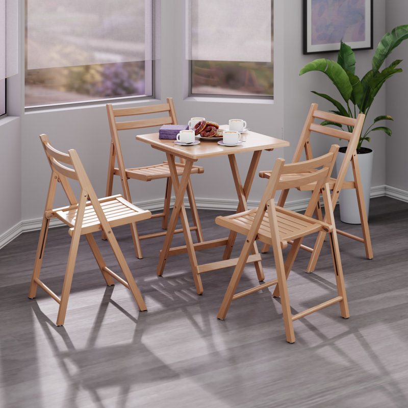 Koster 5-pc Set, Folding Table And Chairs, Natural