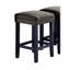 Table de salle à manger rectangulaire 4 pièces de style transitionnel, 1 et 3 tabourets, fabrication en bois massif, couleur bleu / gris antique, siège rembourré avec garniture cloutée et prise de courant pour placage