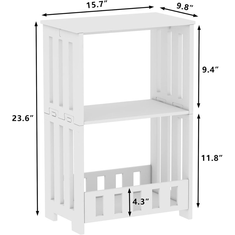 3 Tier Side Table Night Stand, Narrow End Table With Display Shelf, Small Bookcase Bookshelf, Simple Bedside Table Storage Rack For Bedroom, Living Room, Office, Bathroom, White