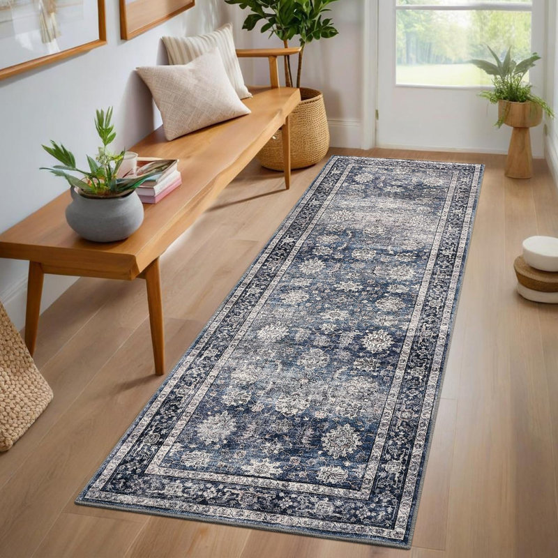 Rectangle Oriental Area Rug, Blue, 60*230cm