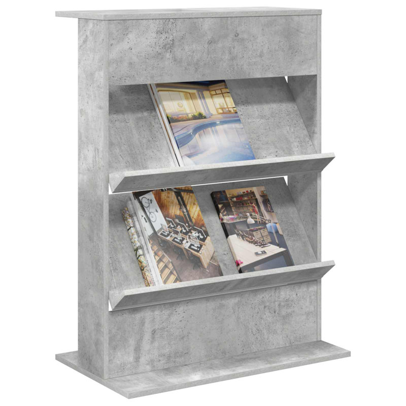 Wood Free Standing Magazine Rack, Concrete Grey