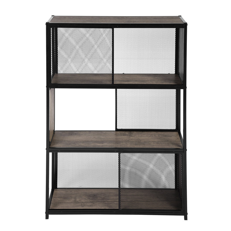 Barbi 114.5cm H x 75cm W Powder-coated Metal Geometric Bookcase