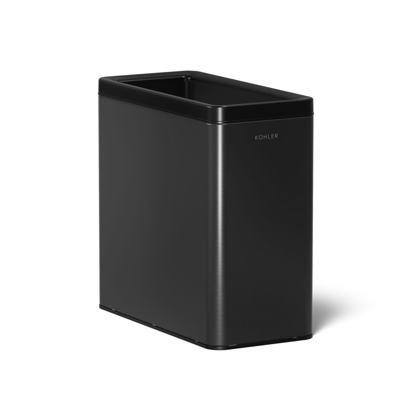 12-Liter Open-Top Trash Can, Black Stainless Steel