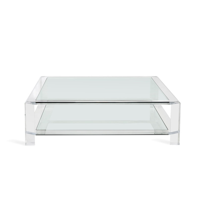 Surrey Glass Top Single Coffee Table, 17" H X 60" L X 60"W