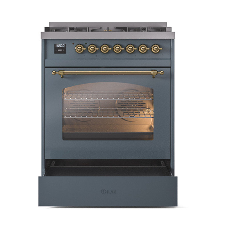 Cuisinière ILVE Nostalgie II Series 30 po à double combustible avec 5 brûleurs scellés (gaz naturel, porte vitrée)