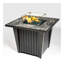 32inch Outdoor Square Propane Fire Pit Table with Blue Glass Beads, Rain Cover and Glass Wind Guard
