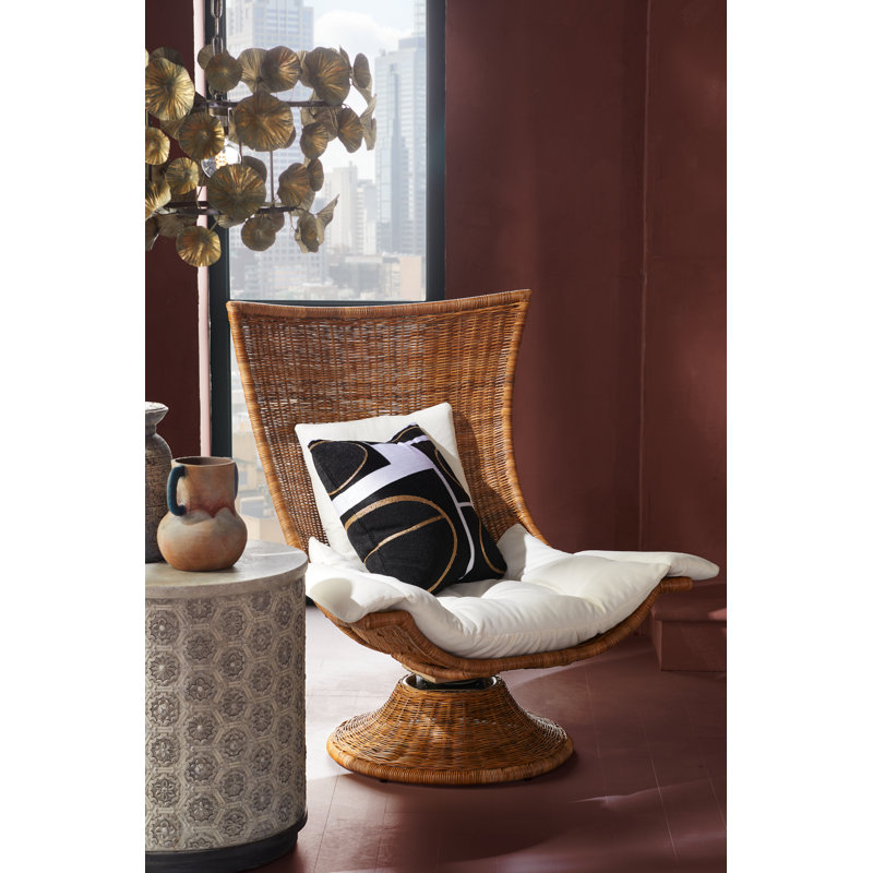 Healdsburg Swivel Tufted Lounge Chair, White Linen