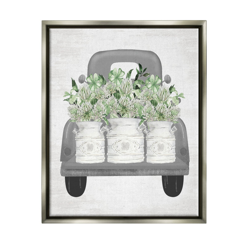 Ba-674-Floater Pickup Truck With Greenery, encadré sur toile par une lettre et une impression, H 31 po x l 25 po x P 1,7 po