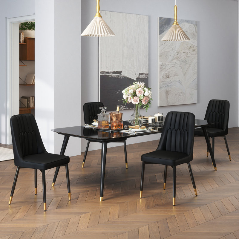 Chaise d'appoint moderne pour salle à manger et salon, 4, Noir