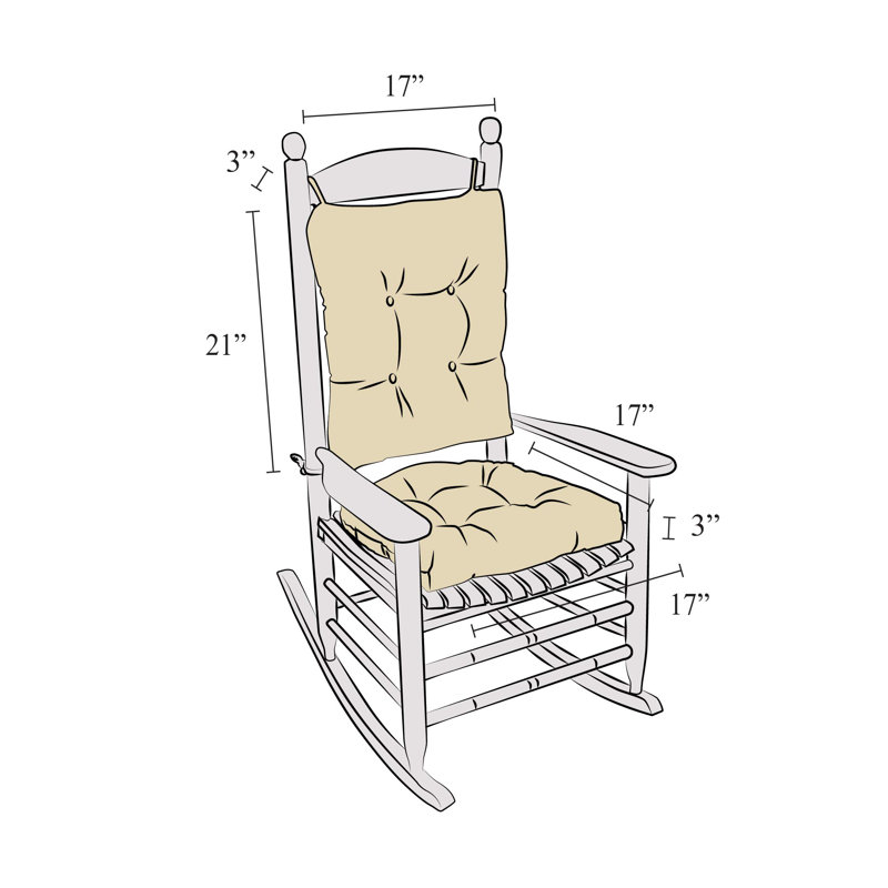 Ensemble de coussins de chaise berçante antidérapant, Polyester Twillo Thym