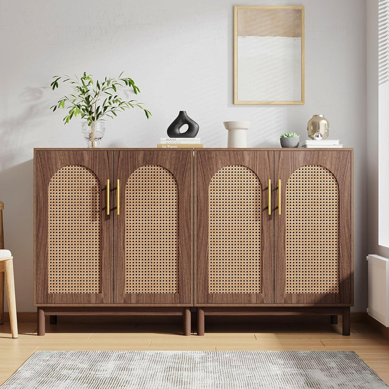 Buffet 59 "en bois brun foncé (ensemble de 2)