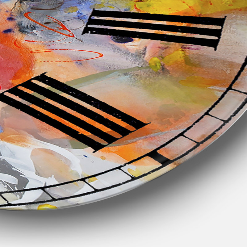 Tourbillons de couleur bleue et jaune - grande horloge murale moderne, Petit