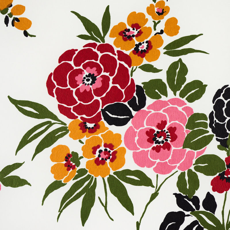 Papier peint floral Valentina, Multicolore / Blanc