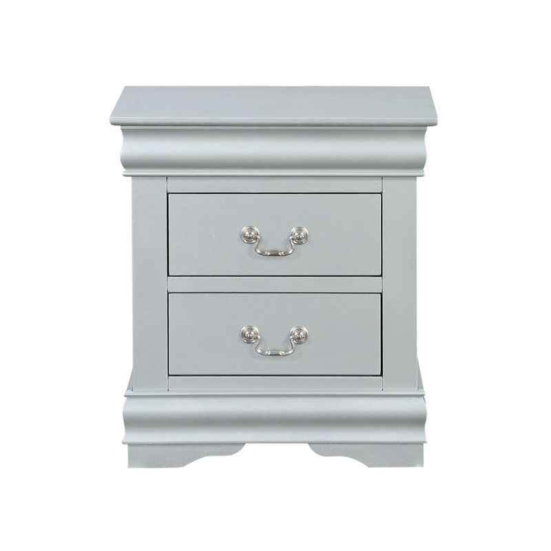 Louis Philippe III Platinum Finish Nightstand, Silver