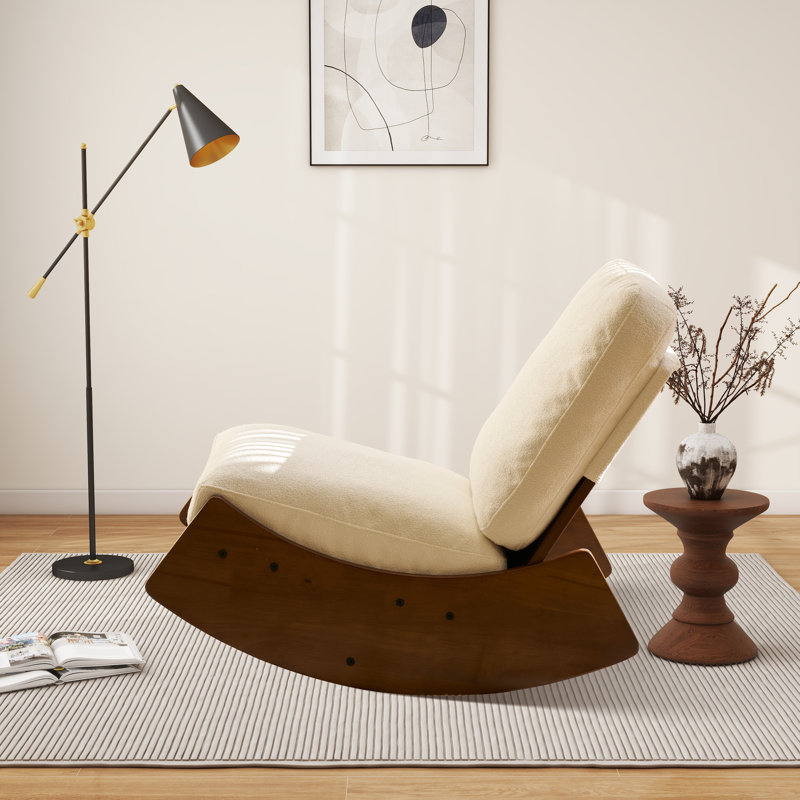 Chaise berçante en bois massif Latiah, Blanc