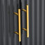 Buffet moderne à 4 portes verticales à lattes ondulées, armoire de rangement au design élégant, pieds en bois massif, poignées en métal, noir, pour la salle à manger, le salon, la cuisine ou le vestibule