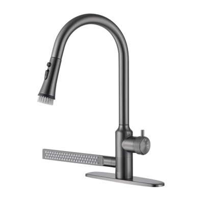 Single Handle Pull Down Kitchen Sink Faucet with Rotatable Side Sprayer