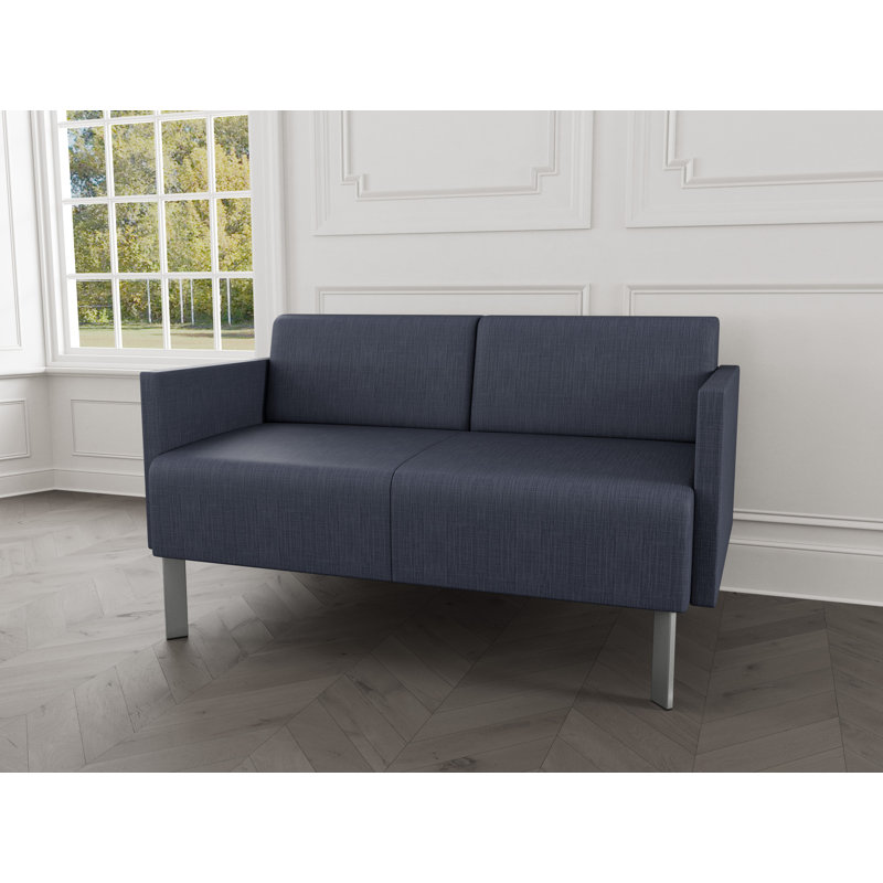 Causeuse de réception Luxe Lounge, Acier argent, Plot Line bleu marine