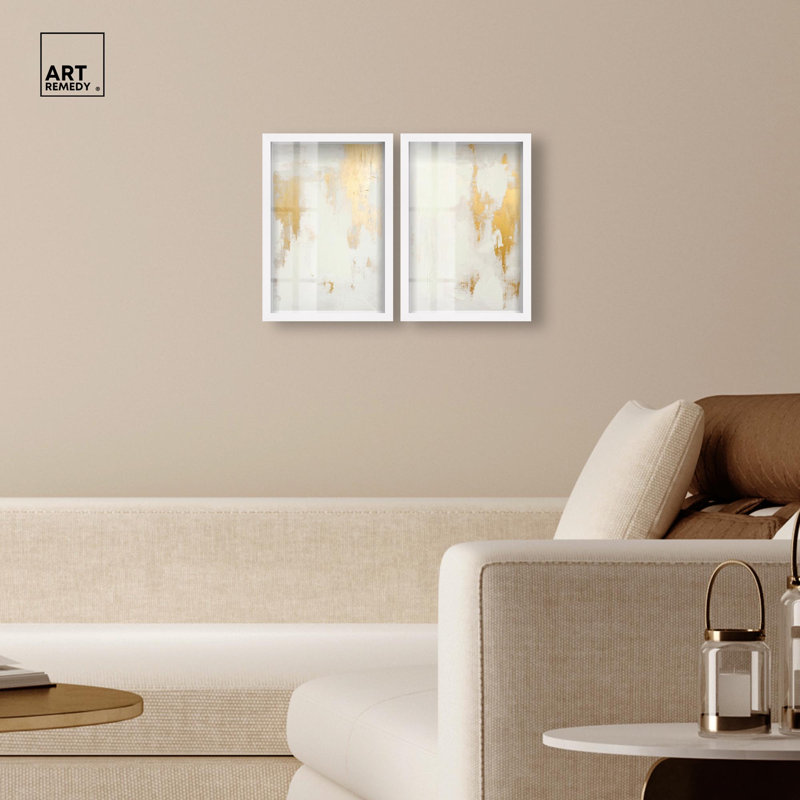 Tranquility pair Gold Art , H 16 po x l 11 po, Blanc