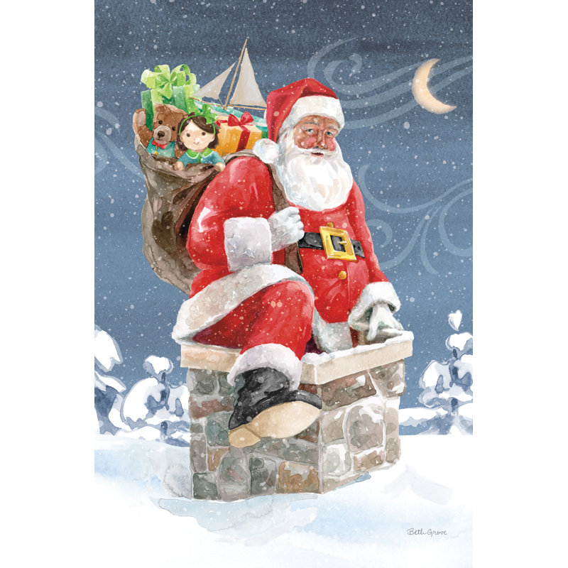 Santas List II by Beth Grove - Graphic Art, 30 cm H x 20 cm W, Black Floater Framed
