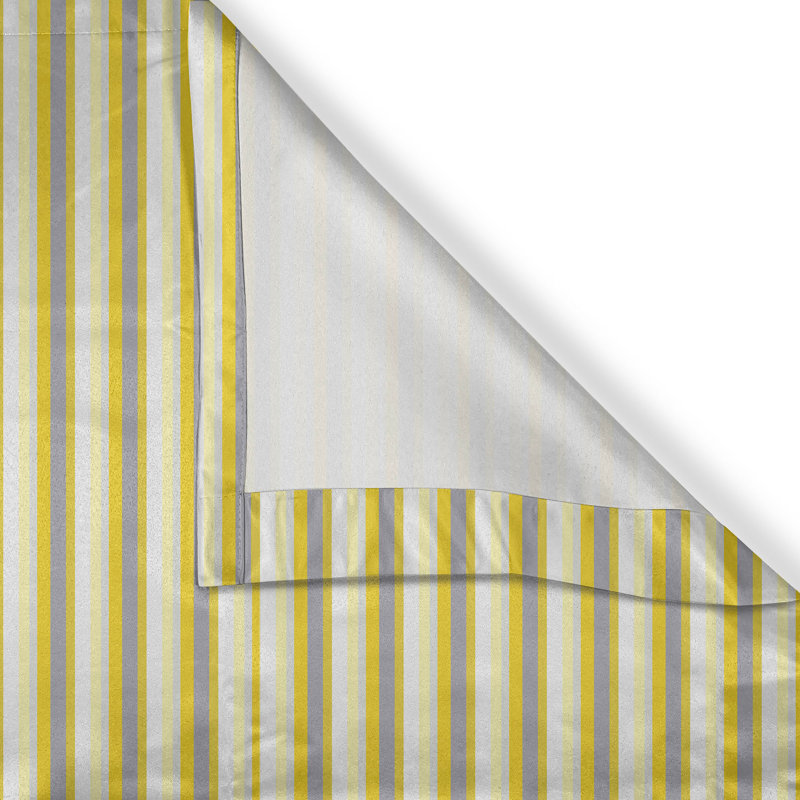 Rustic curtain, stripes in soft colors, yellow and gray coconut